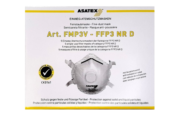 ASATEX FEINSTAUBMASKE FFP3 +VENTIL ART.FMP3V, (nur in VE= 5/60)