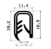 Kantenschutzprofil 4-6 mm, 18,2/16,5 x 11,4mm, Schwarz