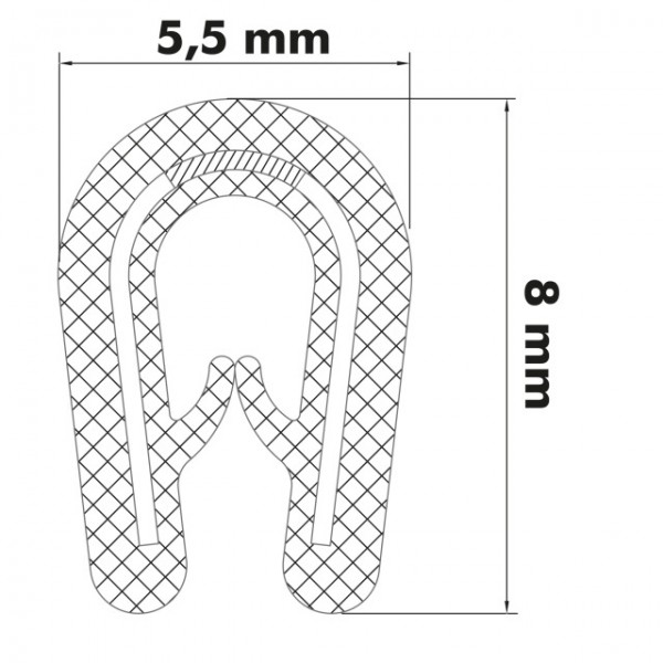 Kantenschutzprofil 0,8-1,5 mm, 8 x 5,5mm, Schwarz